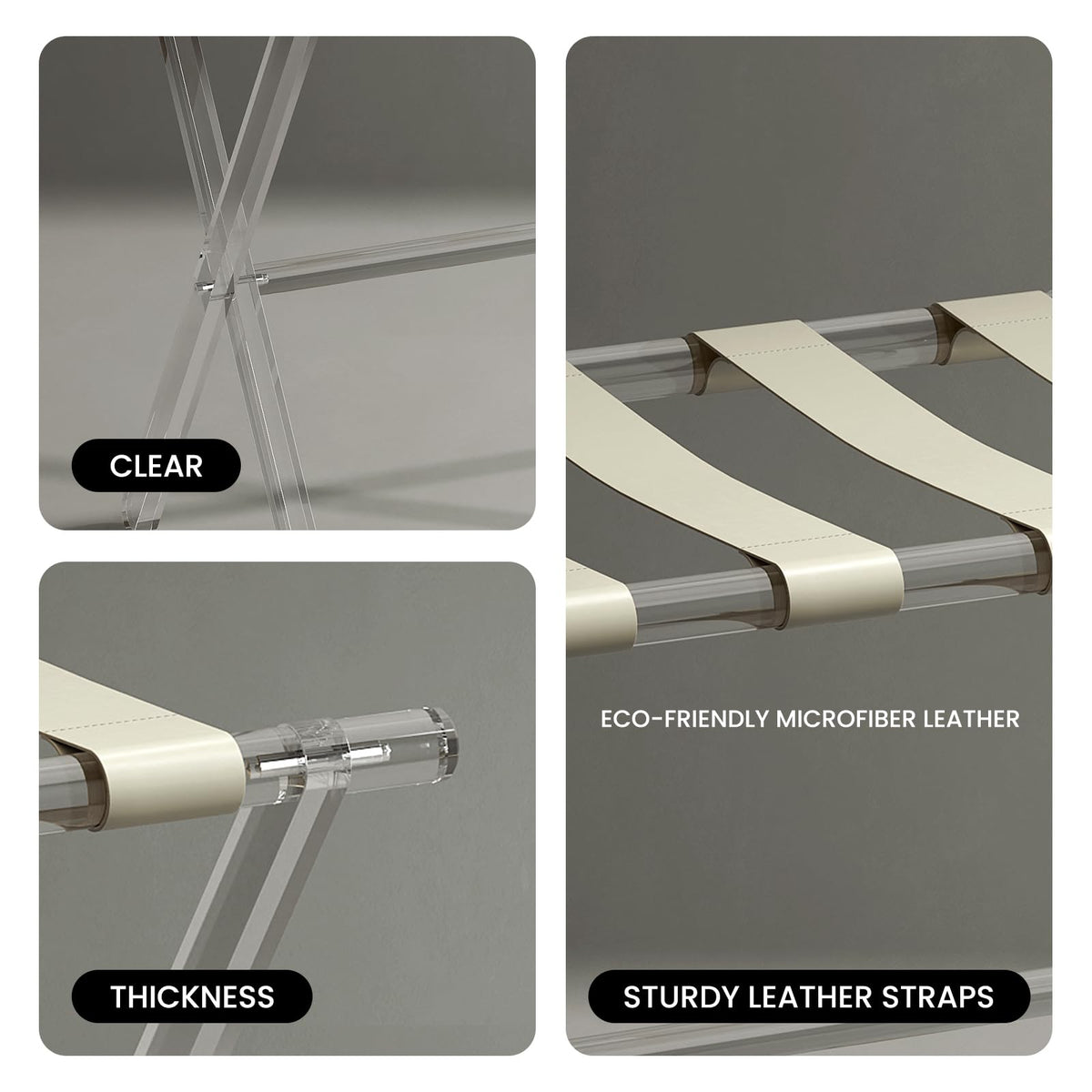 Sumerflos luggage rack in a hotel room demonstrates easy guest use.