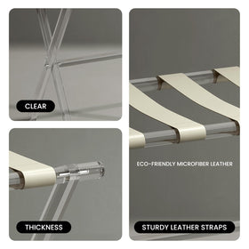 Sumerflos luggage rack in a hotel room demonstrates easy guest use.