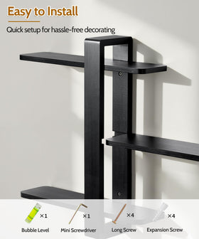 SUMGAR Black and wood shelves suit bedrooms or home offices with minimalistic elegance