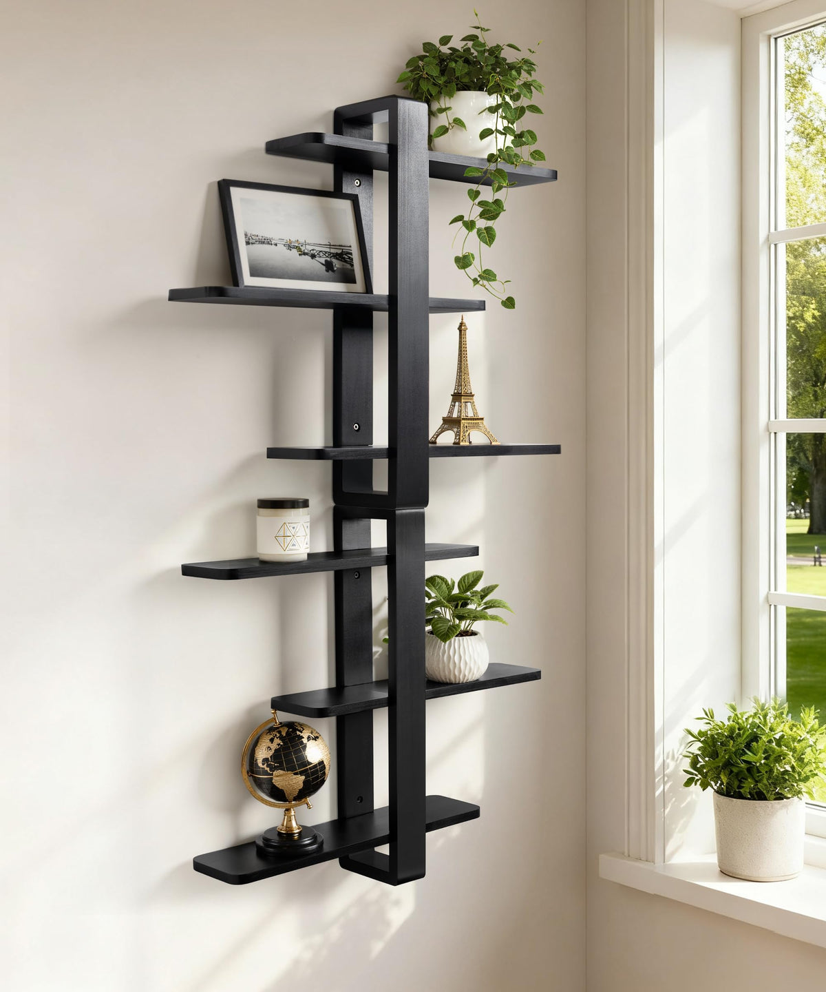 SUMGAR Large 20in shelves display plants, frames, and souvenirs neatly
