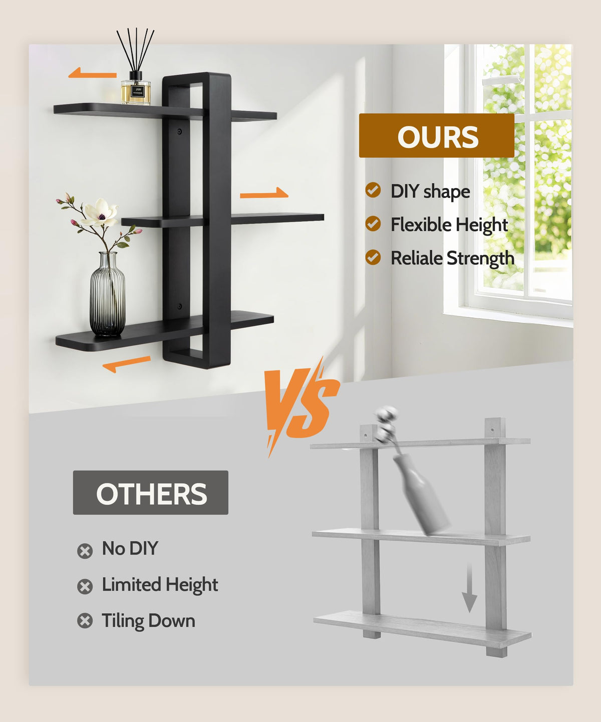 SUMGAR Three-tier configuration creates stylish, space-saving storage for living rooms
