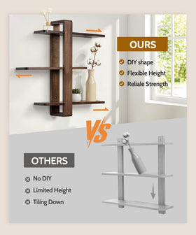 SUMGAR walnut finish shelves complement living room decor beautifully