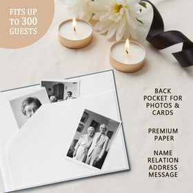 Sumheart guest book back pocket holds photos and sympathy cards