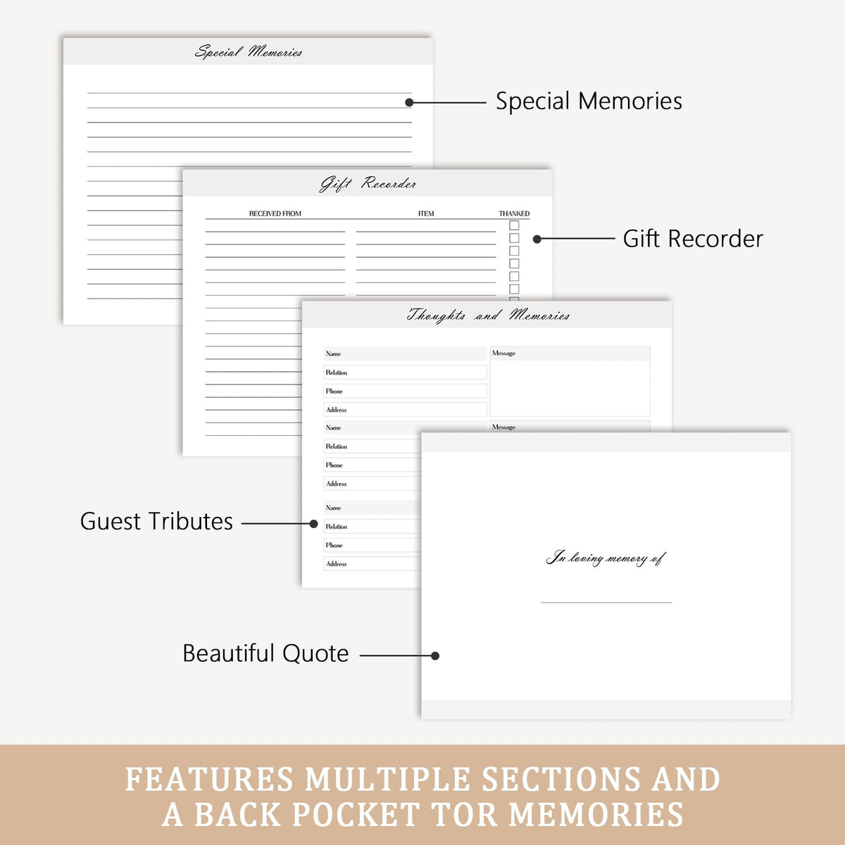 Sumheart rollerball pen included for smooth memorial entries