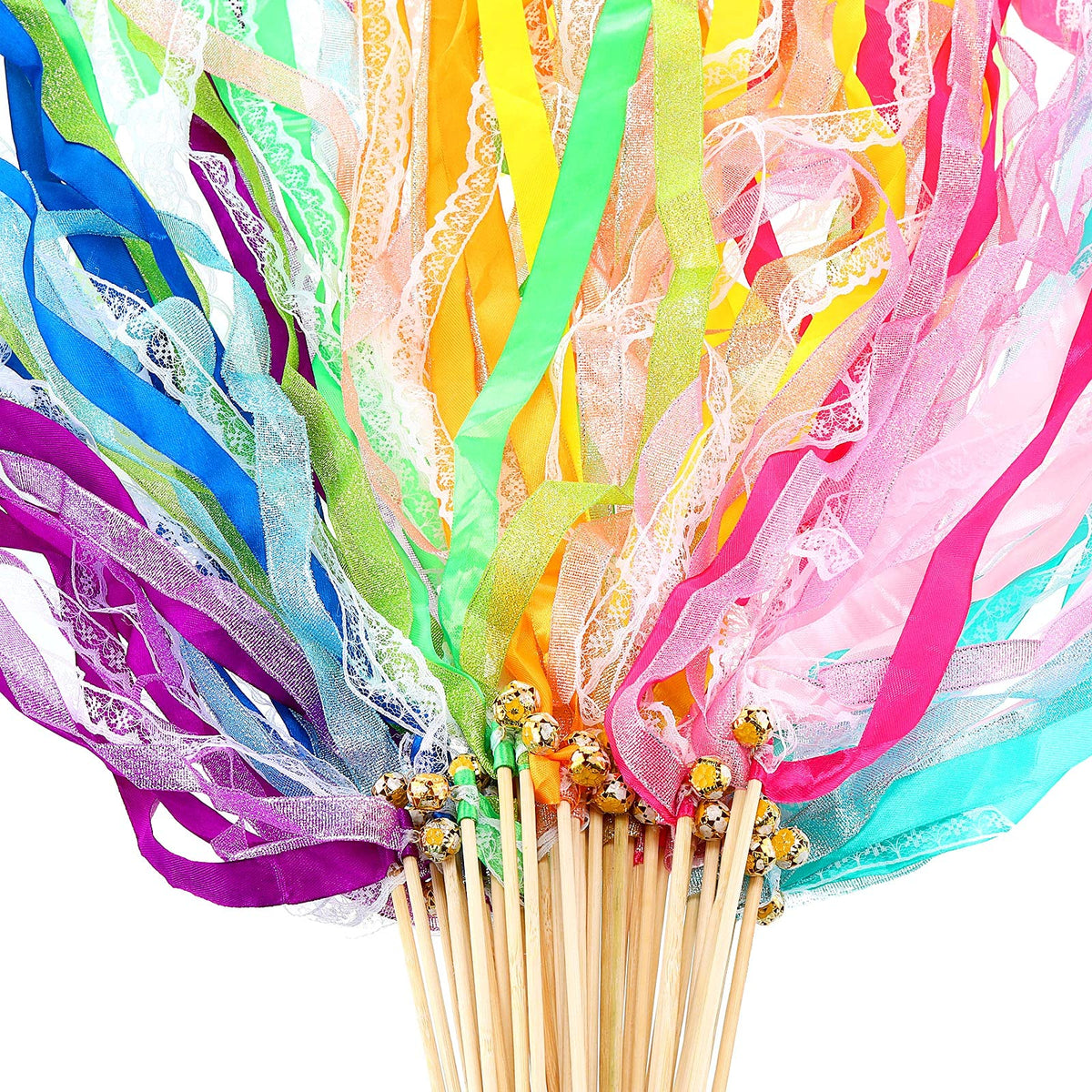 Sumind 40-piece ribbon wedding streamers with bells for elegant party decor.
