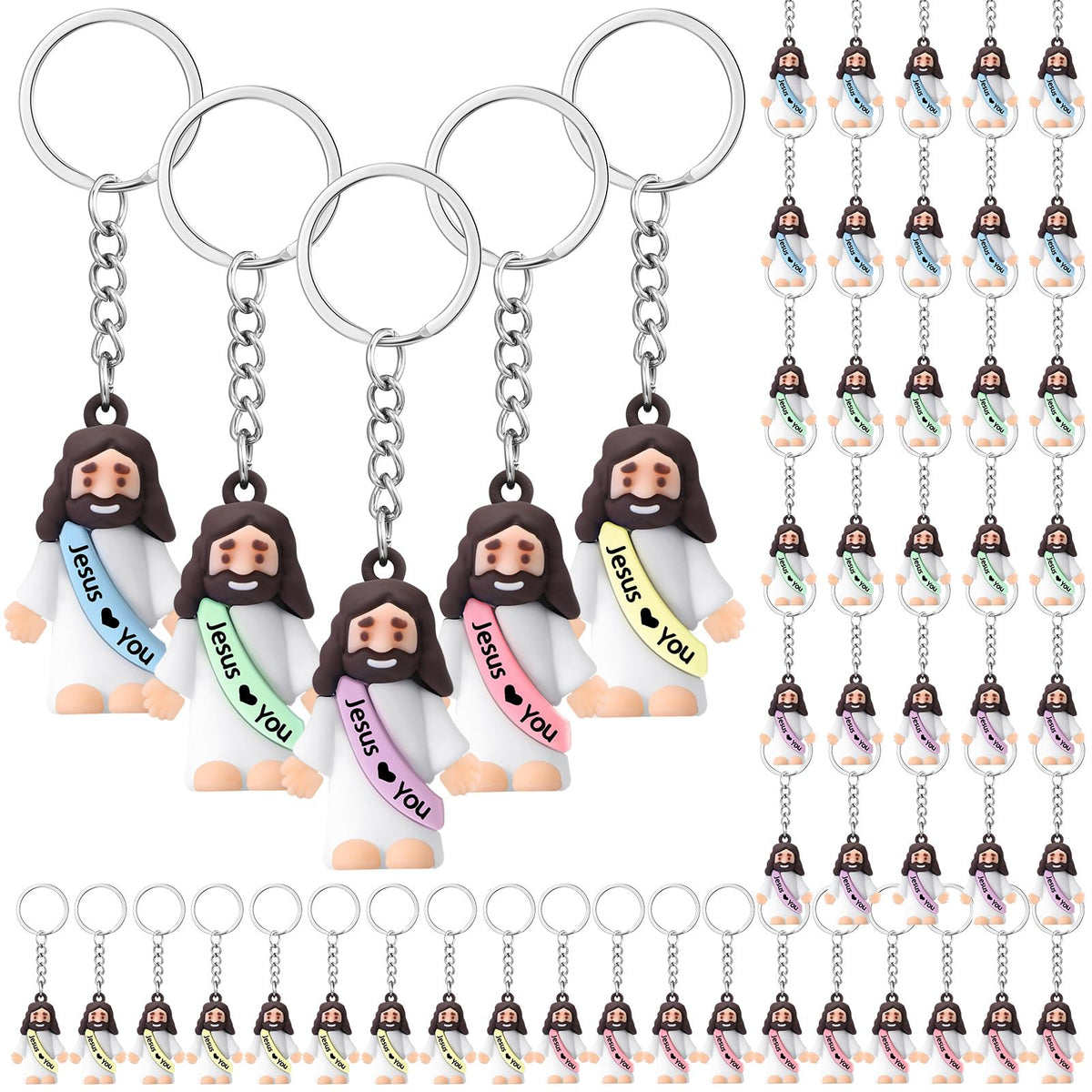 Sumind Jesus keychain in macaron color, durable daily reminder.