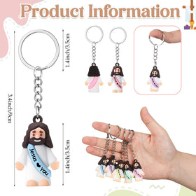 Sumind Jesus keychain in white, portable faith reminder for bags.
