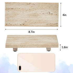Sumlus travertine tray pedestal displaying a soap dispenser neatly.