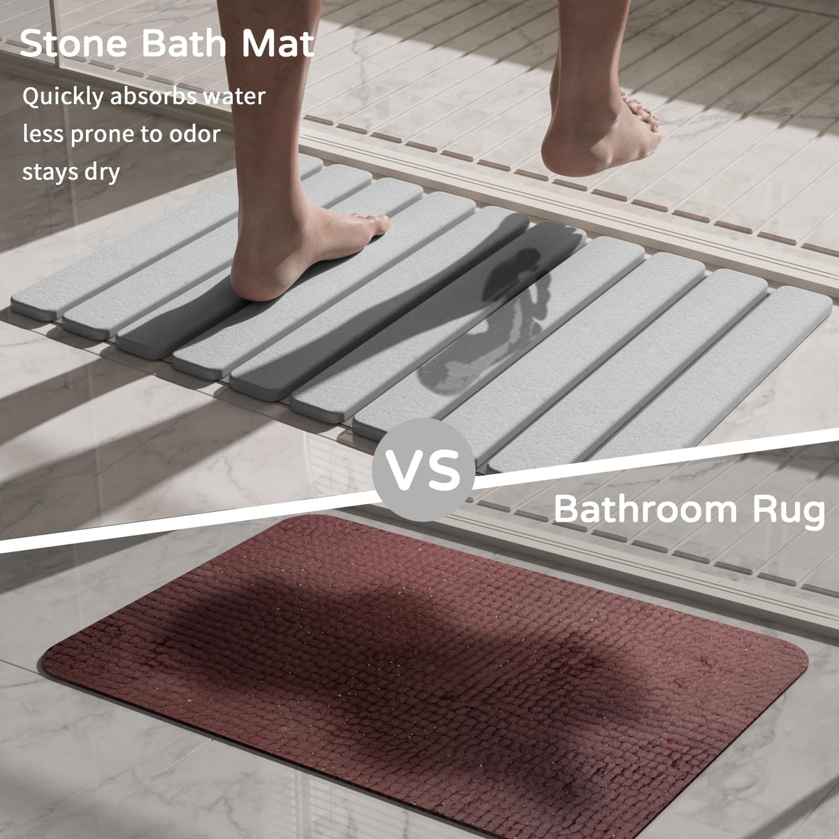 Summer-Kiss easy-clean stone mat rinsing under running water.