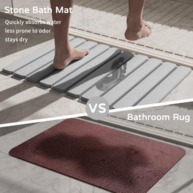 Summer-Kiss easy-clean stone mat rinsing under running water.