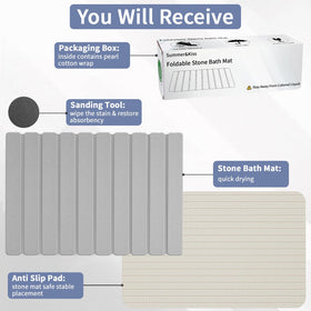 Summer-Kiss large diatomaceous-earth mat dries fast and stays flat.