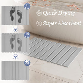 Summer-Kiss diatomaceous earth mat demonstrates non-slip texture and secure backing.