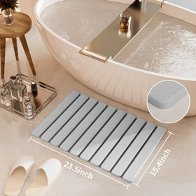 Summer-Kiss surface texture highlights anti-slip grip on bathroom floors.