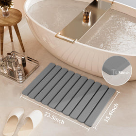 Summer&Kiss non-slip stone bath mat with textured surface and visible anti-slip backing.
