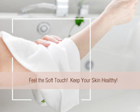 SUMMERMIA 13-inch-square washcloth in use for face and body care.
