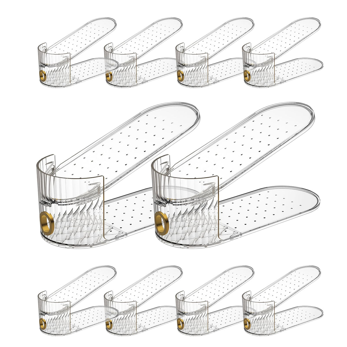 SummerVines Double Deck Organization demonstrates two shoes per slot for efficient storage.