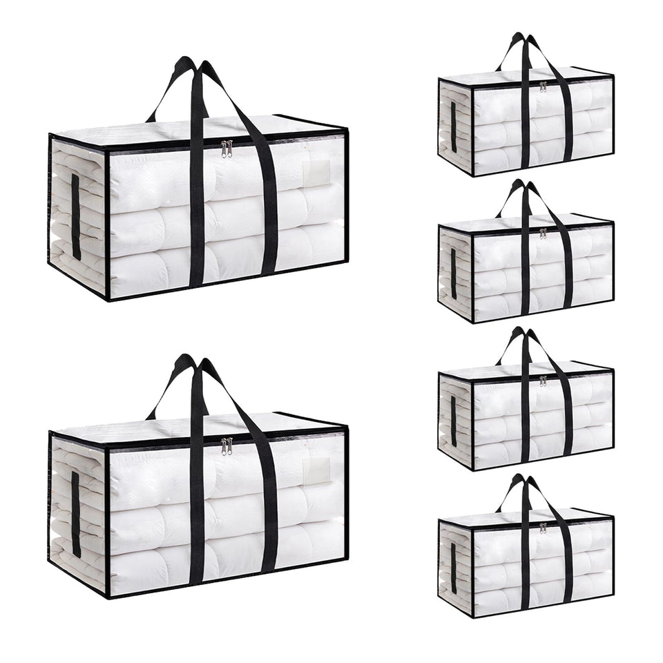 SummitFlare 6-pack extra-large bags front view for dorm storage and easy packing.