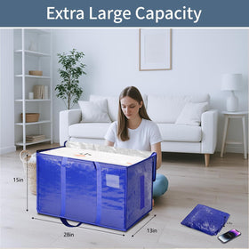 SummitFlare heavy-duty blue bags stacked demonstrate space-saving storage and durability.