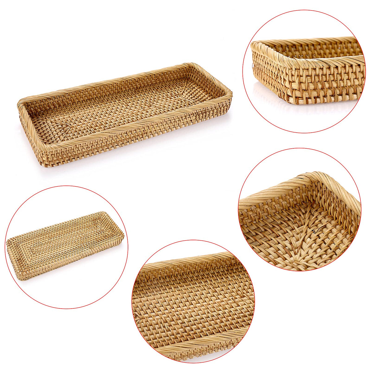 Sumnacon multipurpose rattan tray dorm condo storage organizes small essentials.