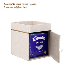 Sumnacon beige tissue box cover close-up highlights durable PU leather surface.