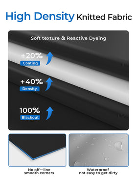 Sumobaby packaging and portability image emphasising travel-ready blackout curtains.