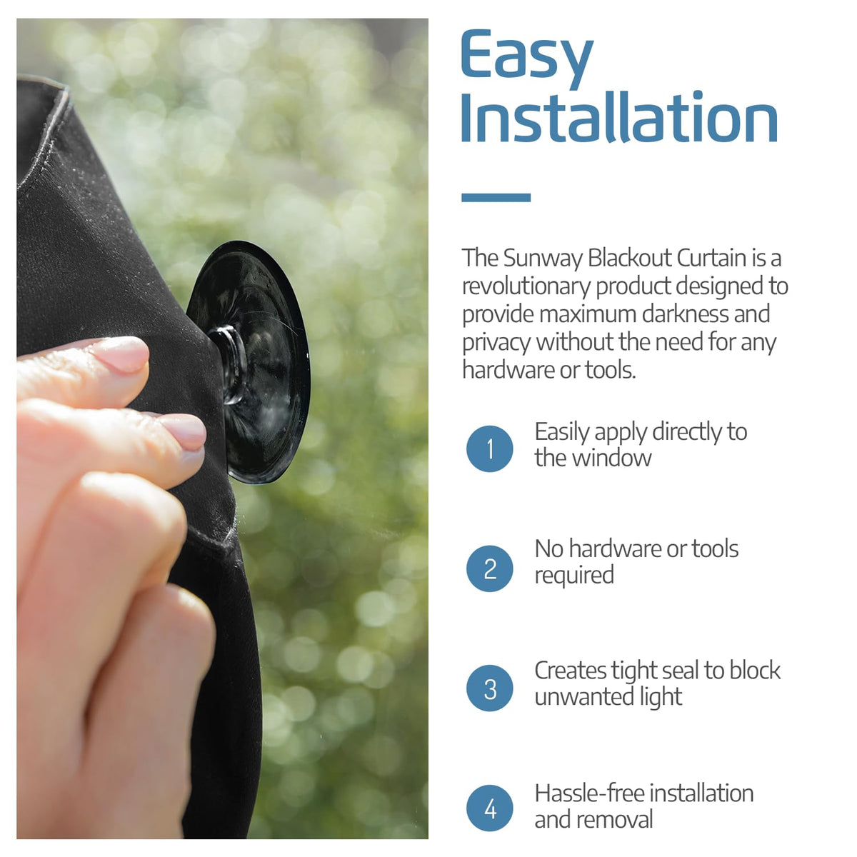 SUN AWAY no tools installation offers quick, tool-free setup.