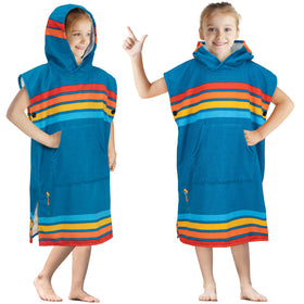 SUN CUBE Kids changing robe poncho front view, easy changing at the beach.