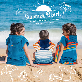 SUN CUBE kids orange stripe poncho ready for beach or pool