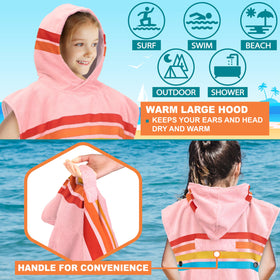 SUN CUBE Kids quick-dry microfiber towel poncho, dries fast after poolside play.