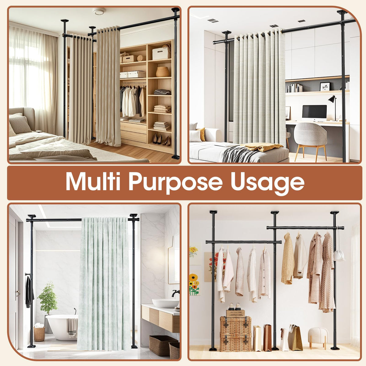 Sunally black finish adds a modern touch to any room divider.