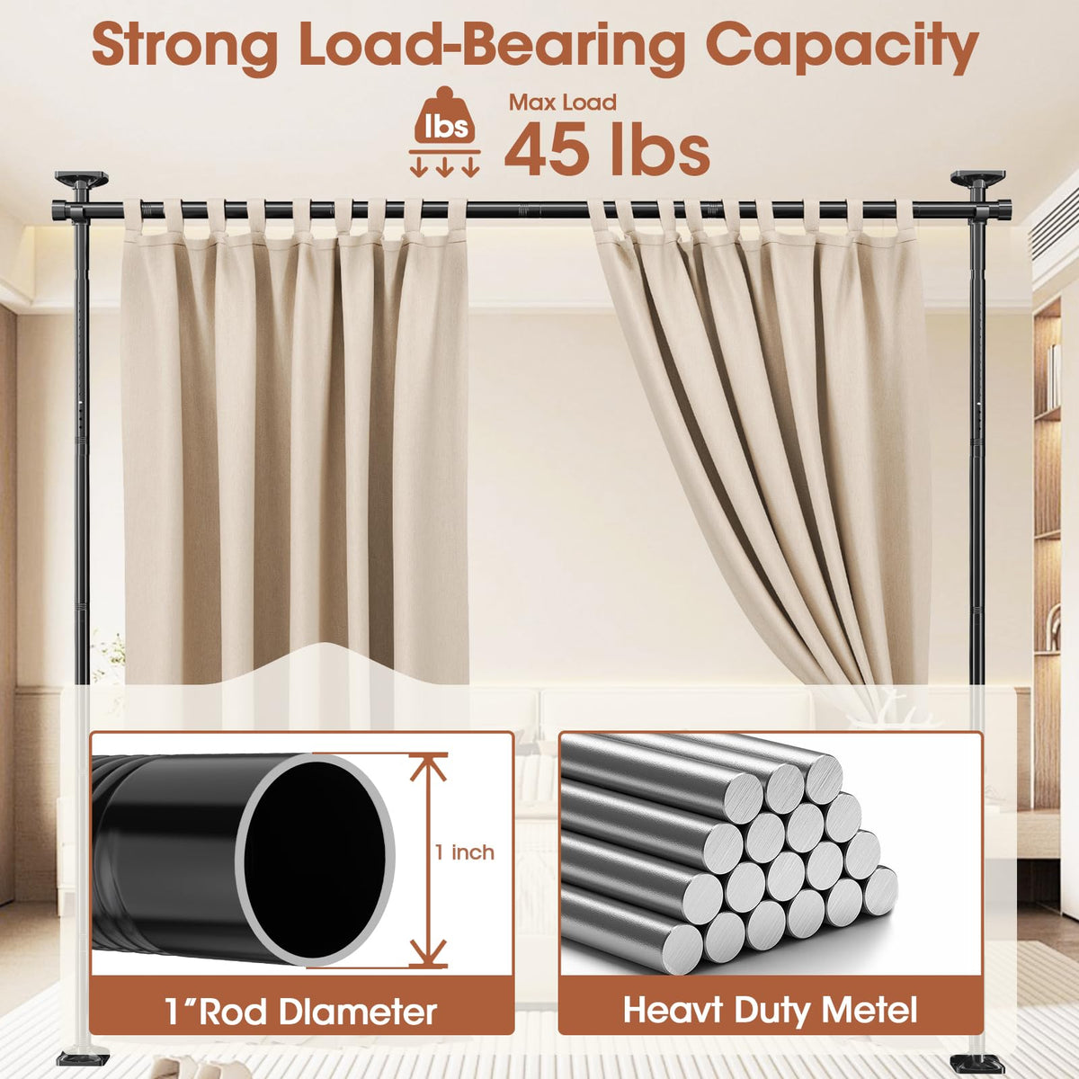 Sunally rod allows quick, tool-free installation and removal.