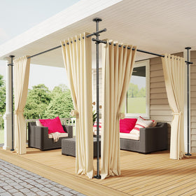 SUNALLY no-drill room divider rod for damage-free privacy in rentals.