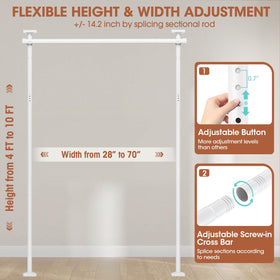SUNALLY Room Divider Rod height-adjustable from 4 to 10 feet for flexible layouts.