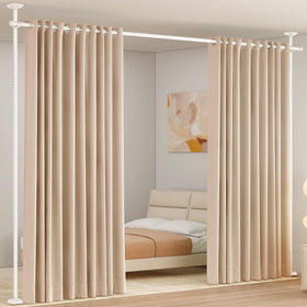 SUNALLY Room Divider Rod installed without drilling for rental spaces.