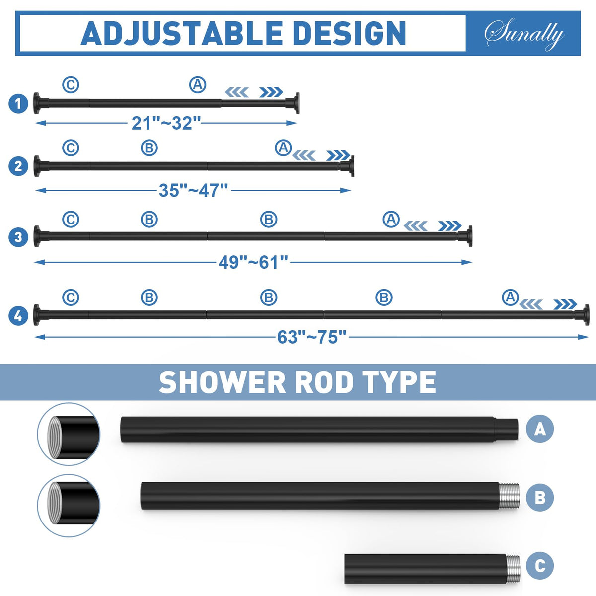 SUNALLY spring tension rod demonstrates secure hold without drilling