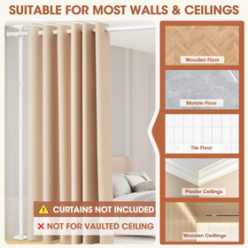 SUNALLY Stainless steel rod with 45 lb load-bearing capacity for heavier curtains.