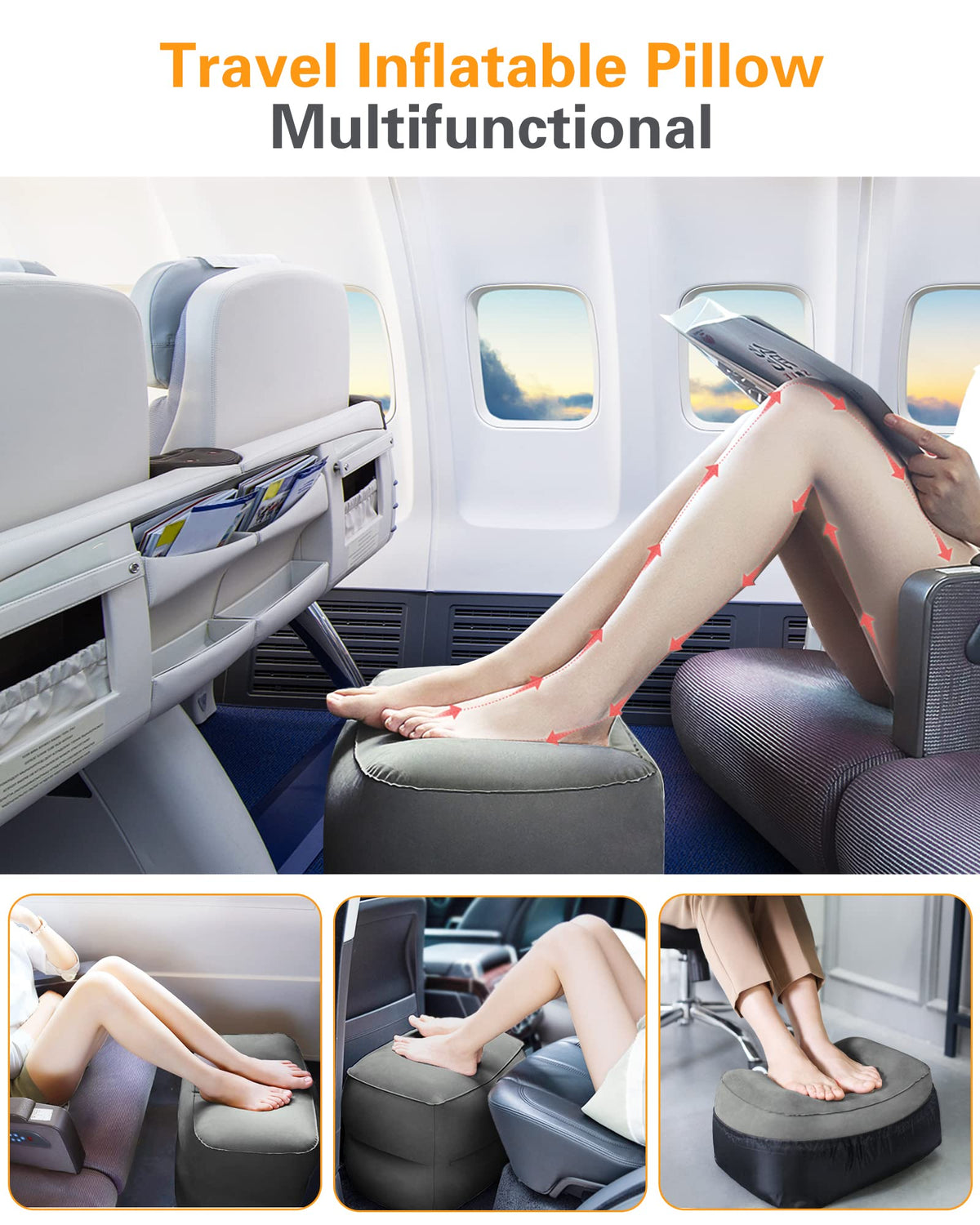 Sunany foot rest deflated compact size fits bag.