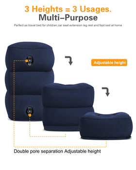 Sunany inflatable foot rest pillow demonstrates adjustable height for personalized comfort.