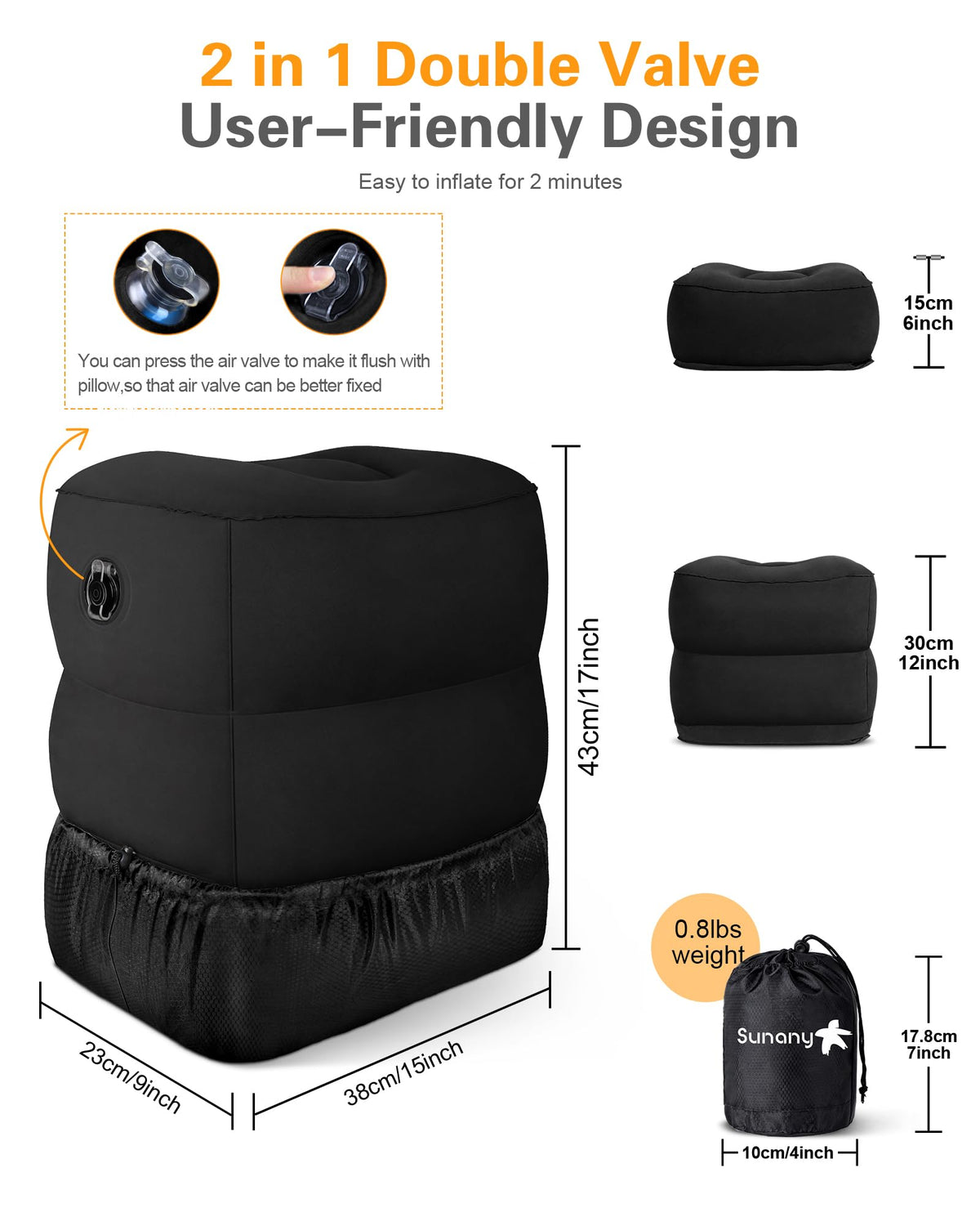 Sunany compact foot rest stored in bag for travel