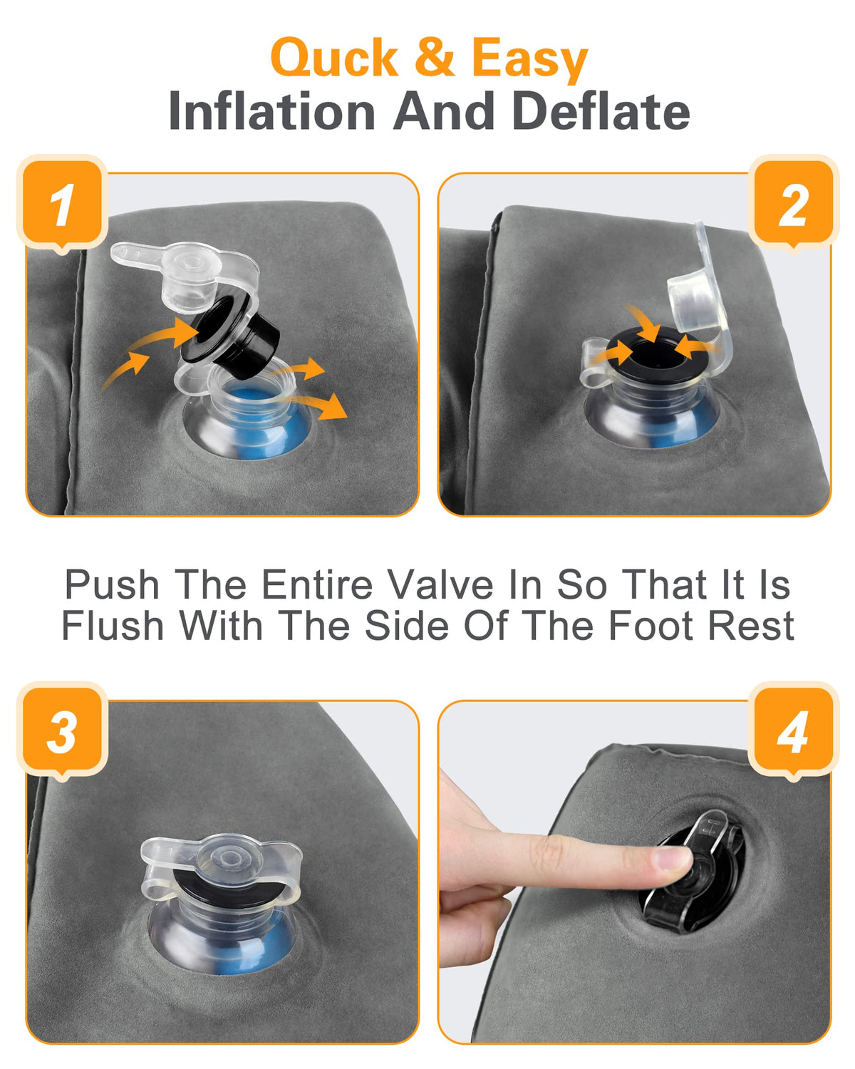 Sunany foot rest with quiet inflation design.