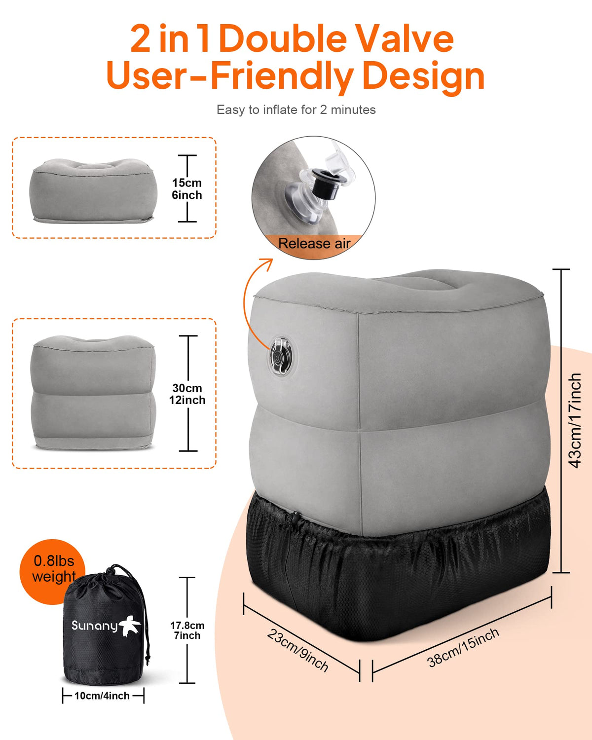 Sunany adjustable-height foot rest offers customizable comfort.
