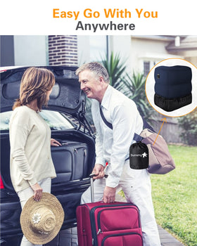 Sunany compact travel foot rest ready for bag storage and quick setup.