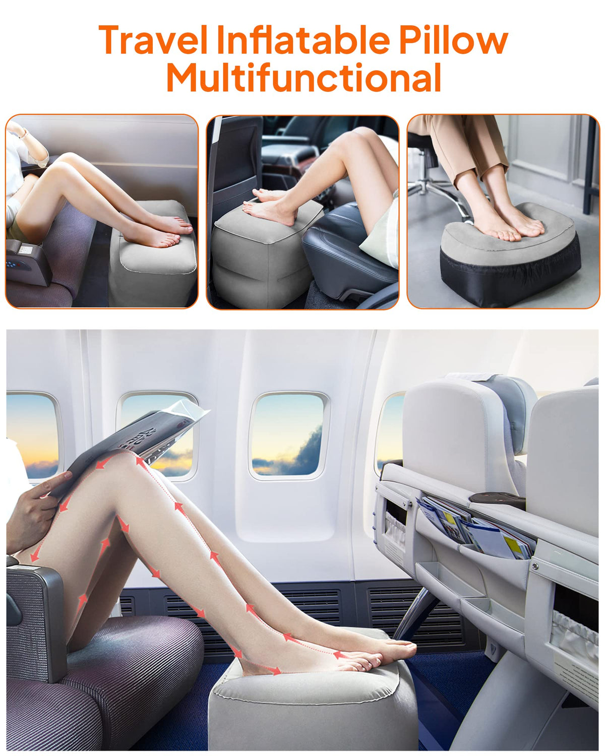 Sunany foot rest pillow in office setup with adjustable height for posture.
