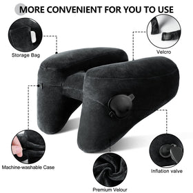 Sunany neck pillow inflation valve enables quick, mess-free setup.
