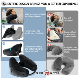 Sunany travel neck pillow compact packable bag keeps pillow clean and portable.