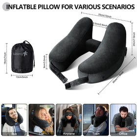 Sunany travel neck pillow showing soft velvet cover and easy care design.
