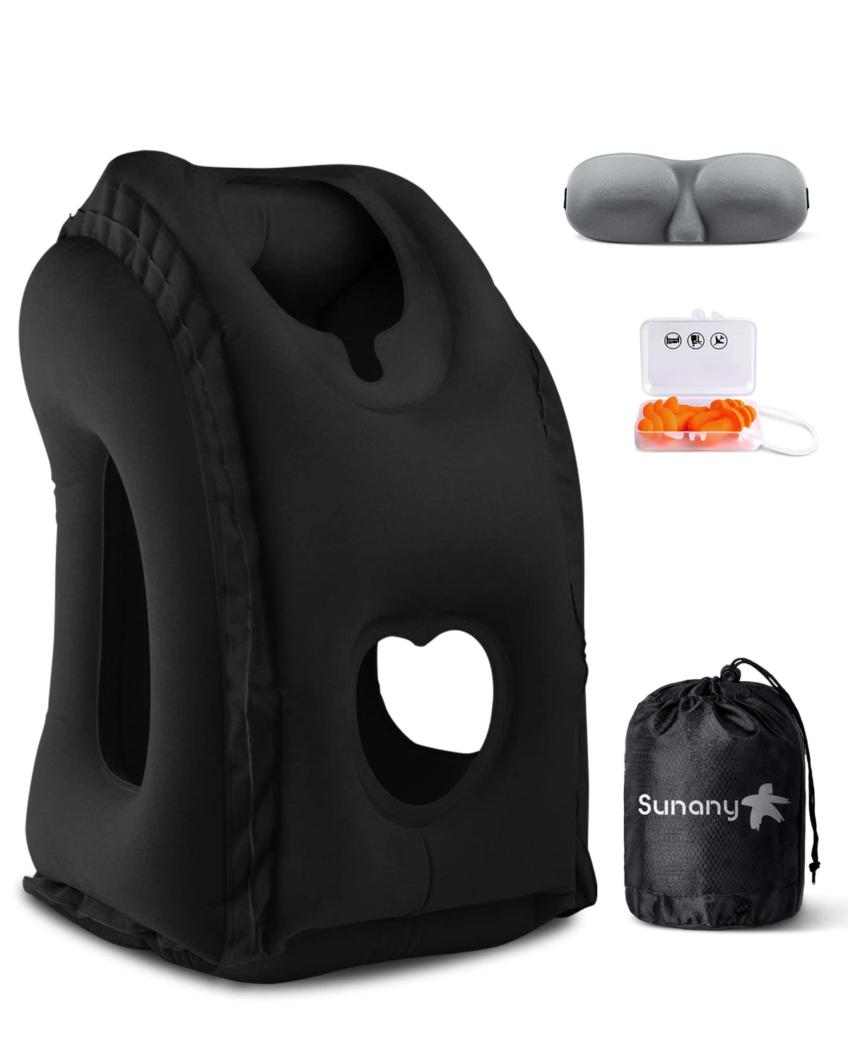 Sunany inflatable neck pillow provides stable neck support on flights