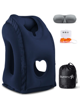 Sunany neck travel pillow in blue providing support for flights and trips
