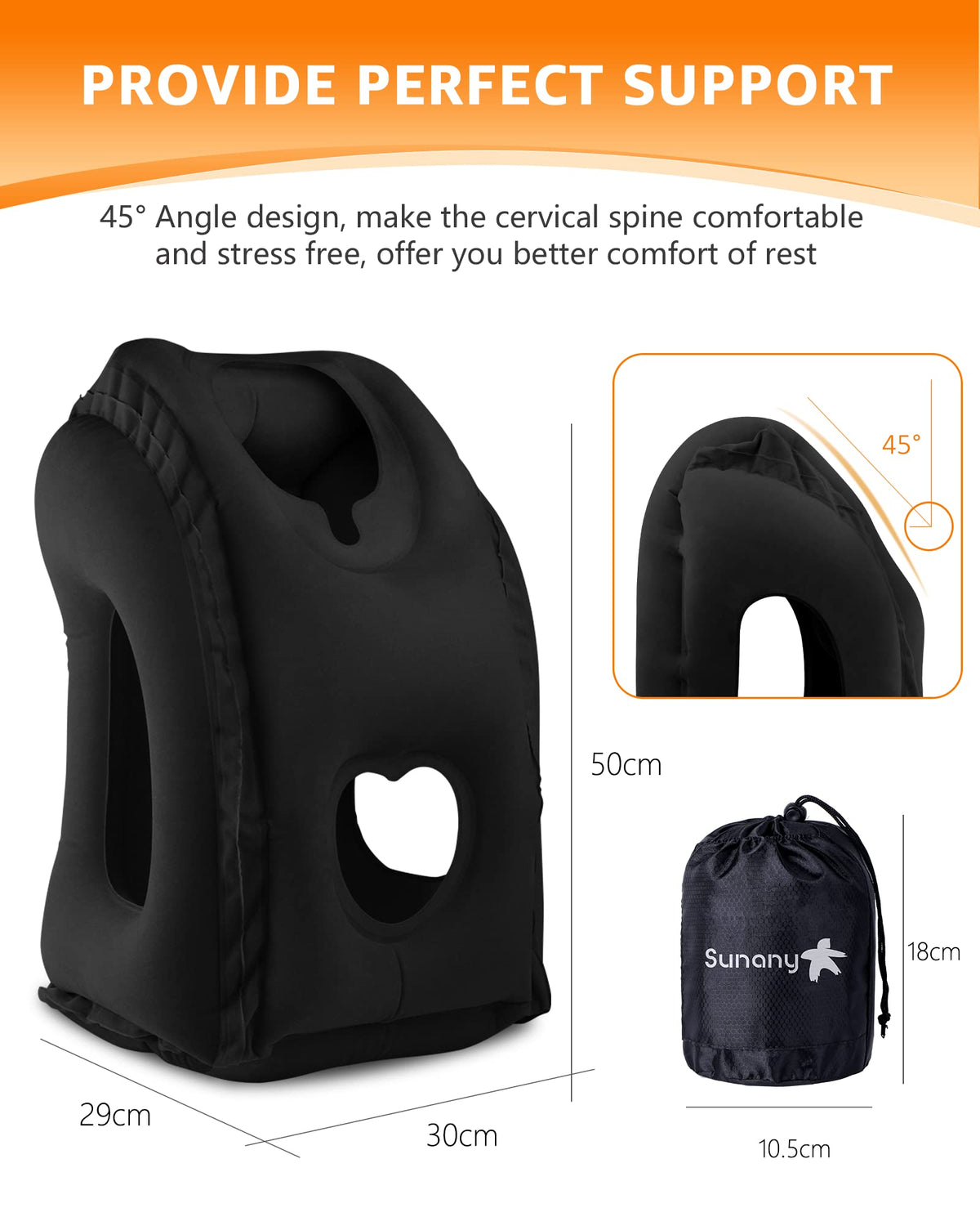 Sunany neck pillow features two-in-one valve for easy inflation and deflation