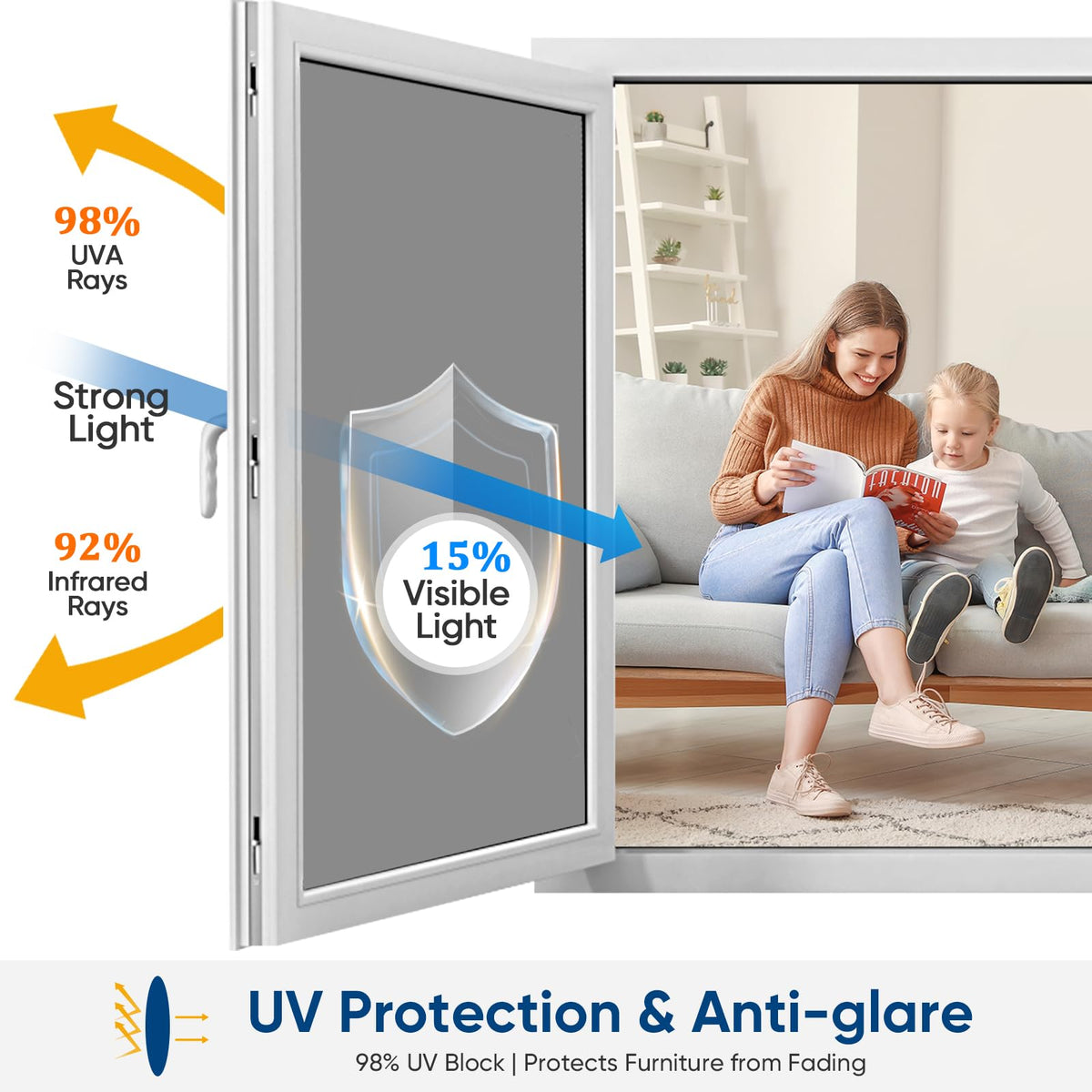 SUNBABY one-way privacy view keeps daylight in with a reflective exterior from the street